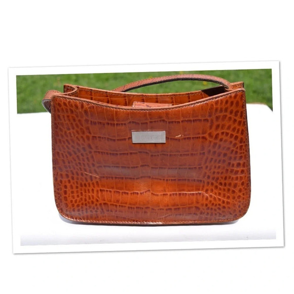 Ralph Lauren croc embossed shoulder bag - Picture 1 of 8